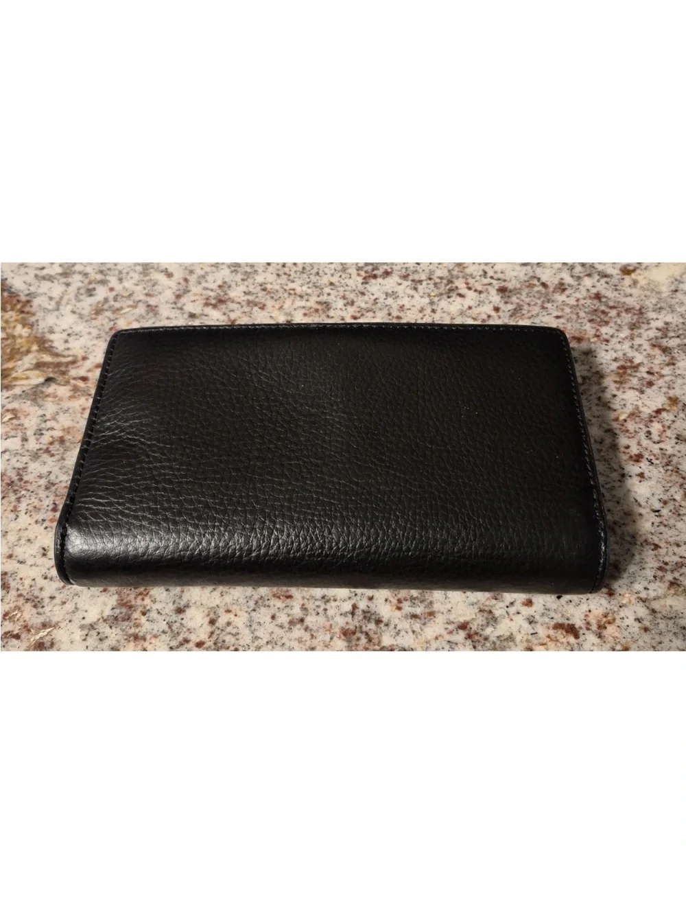 Coach Black Pebbled Leather Continental Wallet with Gold Emblem